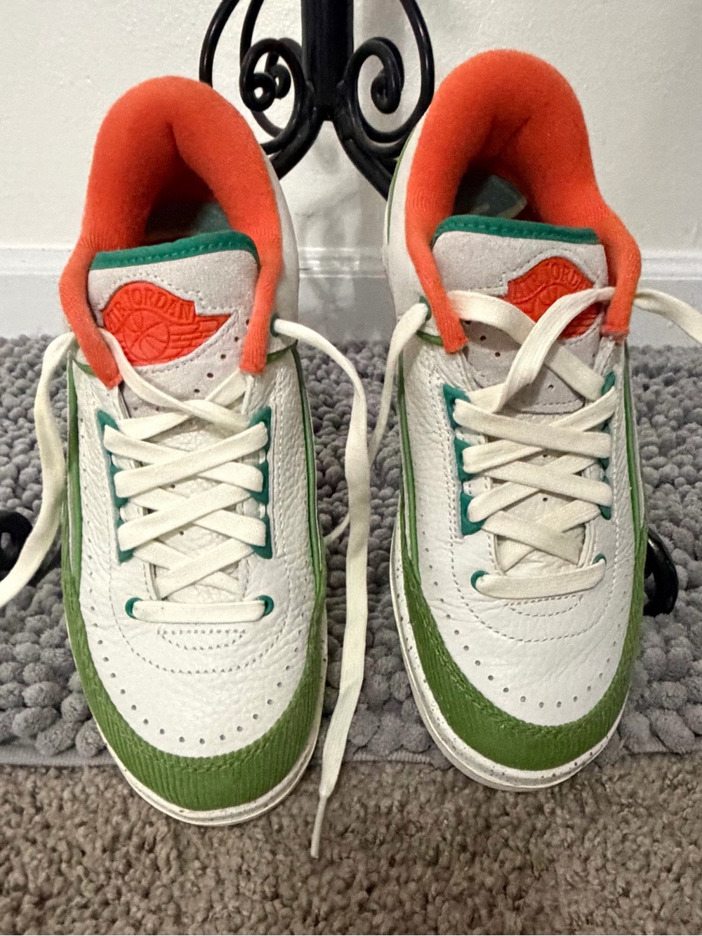 Jordan White Green Orange Low Top Sneakers